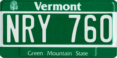VT license plate NRY760