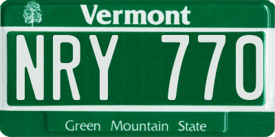 VT license plate NRY770