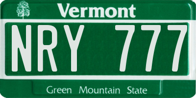 VT license plate NRY777