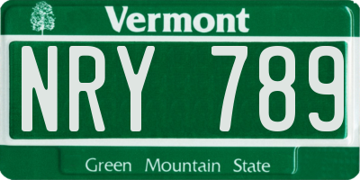 VT license plate NRY789