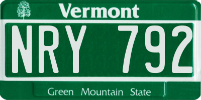 VT license plate NRY792