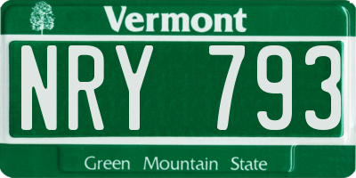 VT license plate NRY793