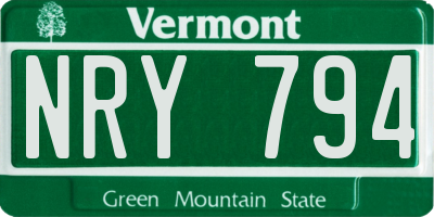 VT license plate NRY794