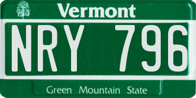 VT license plate NRY796