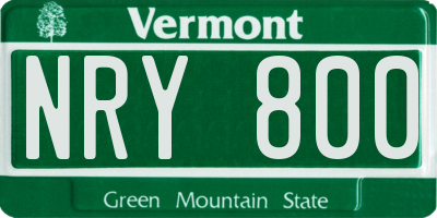 VT license plate NRY800