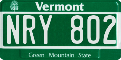 VT license plate NRY802