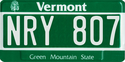 VT license plate NRY807