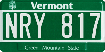 VT license plate NRY817
