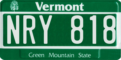 VT license plate NRY818