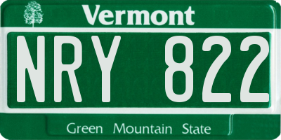VT license plate NRY822