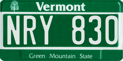 VT license plate NRY830