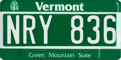 VT license plate NRY836