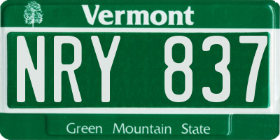 VT license plate NRY837