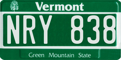 VT license plate NRY838