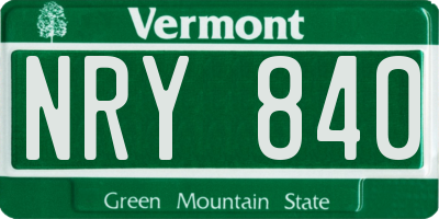 VT license plate NRY840