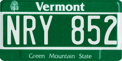 VT license plate NRY852