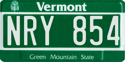 VT license plate NRY854