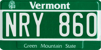 VT license plate NRY860