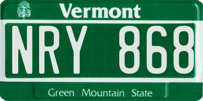 VT license plate NRY868