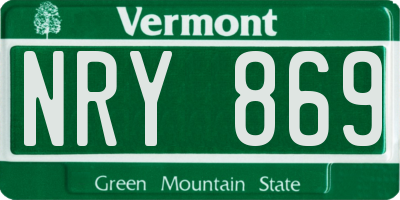 VT license plate NRY869