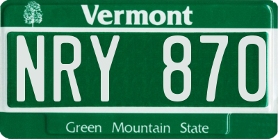 VT license plate NRY870