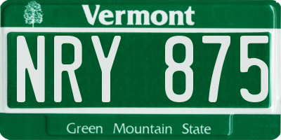 VT license plate NRY875