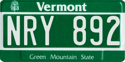VT license plate NRY892