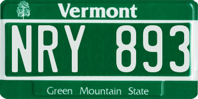 VT license plate NRY893