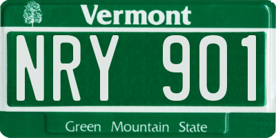 VT license plate NRY901