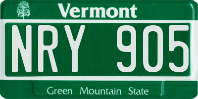 VT license plate NRY905