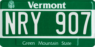 VT license plate NRY907