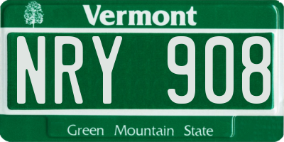 VT license plate NRY908