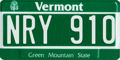 VT license plate NRY910