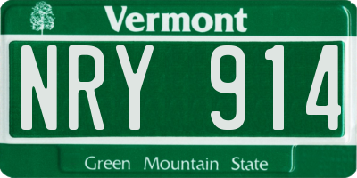 VT license plate NRY914