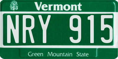 VT license plate NRY915