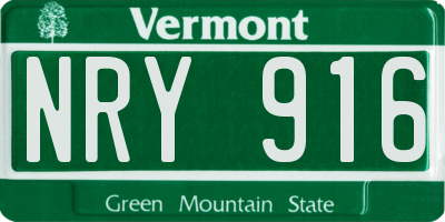 VT license plate NRY916