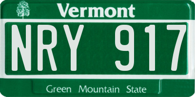 VT license plate NRY917