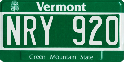 VT license plate NRY920