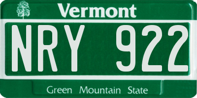 VT license plate NRY922