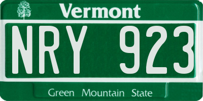 VT license plate NRY923