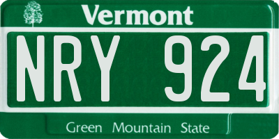 VT license plate NRY924