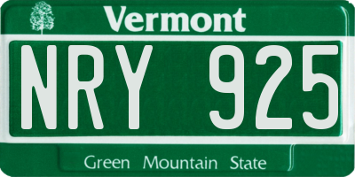 VT license plate NRY925