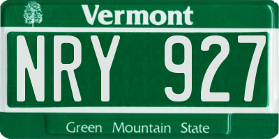 VT license plate NRY927