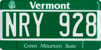 VT license plate NRY928