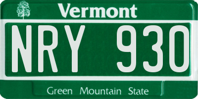 VT license plate NRY930
