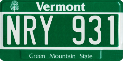 VT license plate NRY931