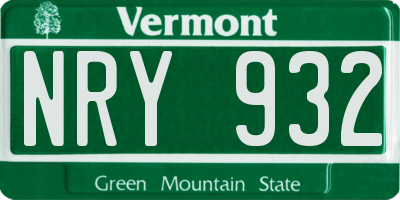 VT license plate NRY932