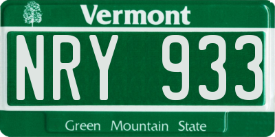 VT license plate NRY933