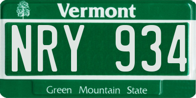 VT license plate NRY934