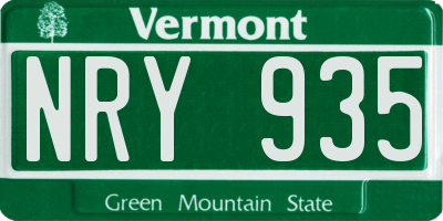 VT license plate NRY935
